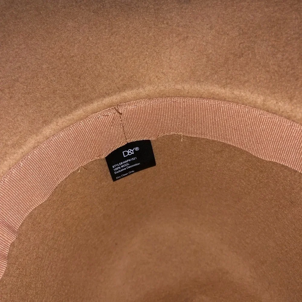D&Y Wool fedora in camel color with grosgrain ribbon trim Style #HAPN1521 - Picture 8 of 12